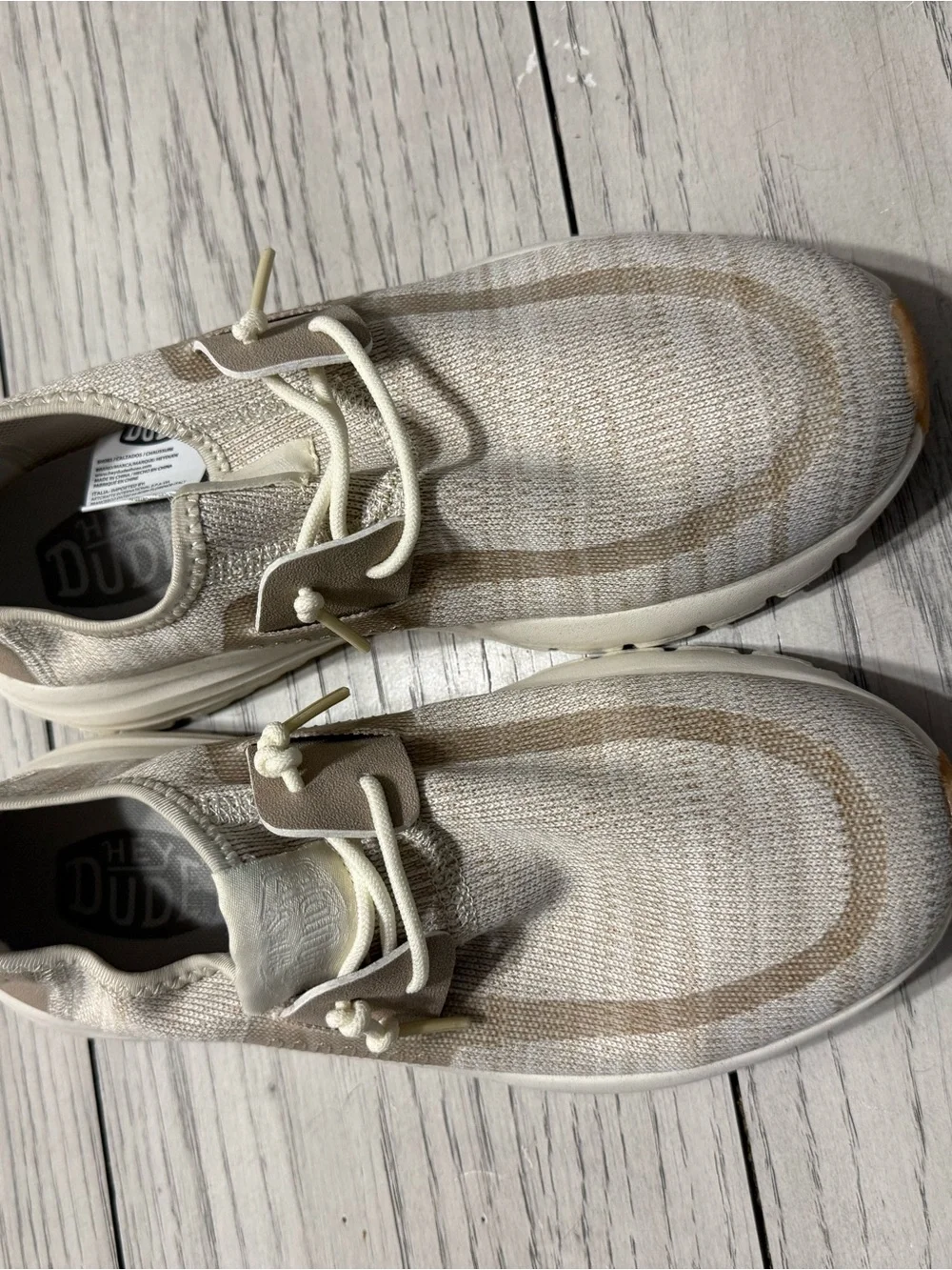 Hey Dude Women’s Lightweight Beige Knit Slip-On Sneakers